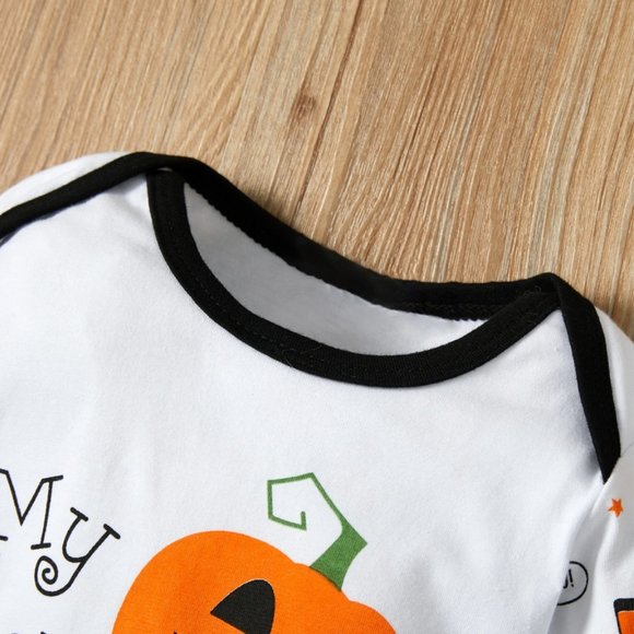 Halloween Pumpkin Jumpsuit Romper w/Hat 6-9 mos NEW - Picture 3 of 4
